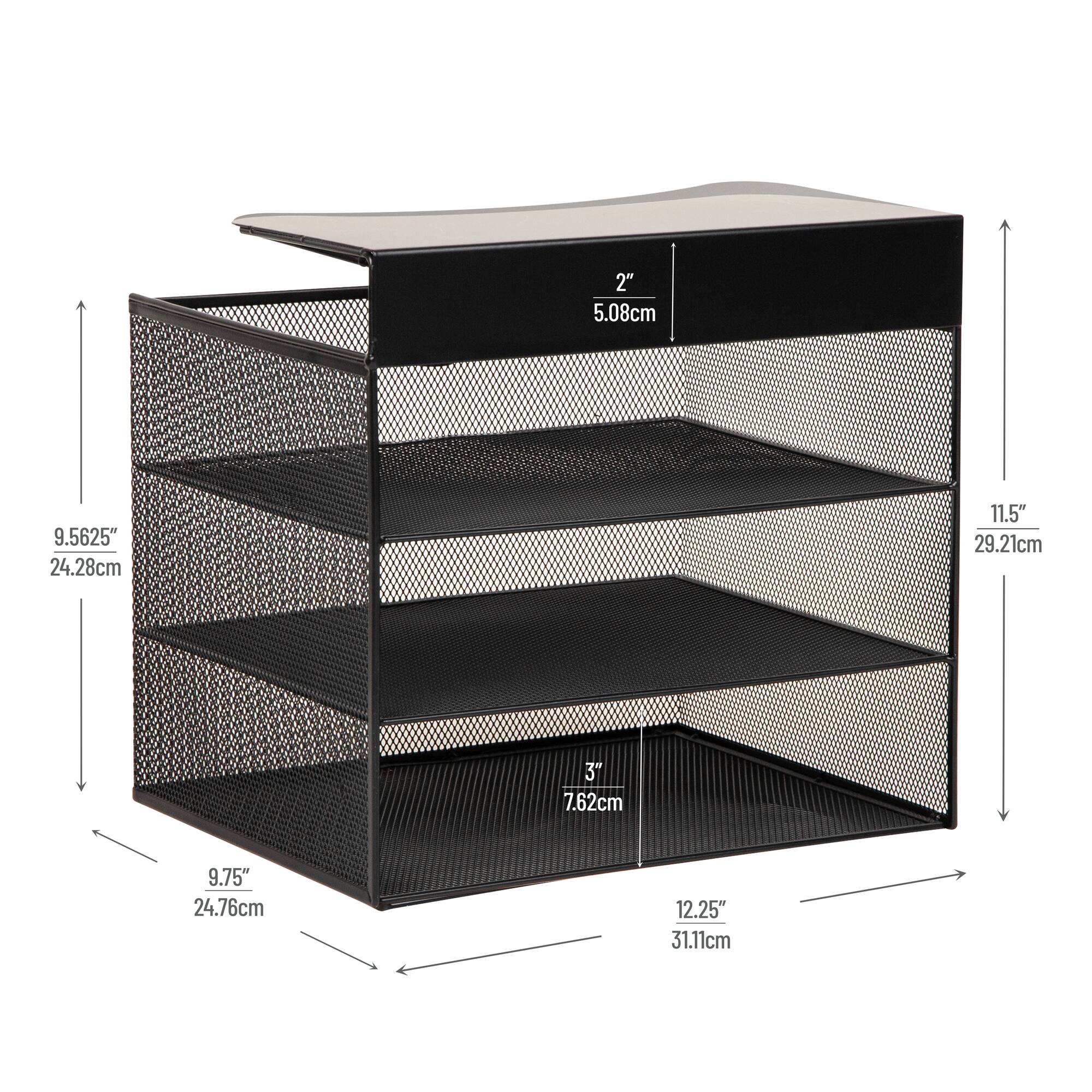 Mind Reader Slide-On Under Desk File Organizer, No Tools Required, Hanging Storage for Laptops, Folders, and Notebooks, Metal